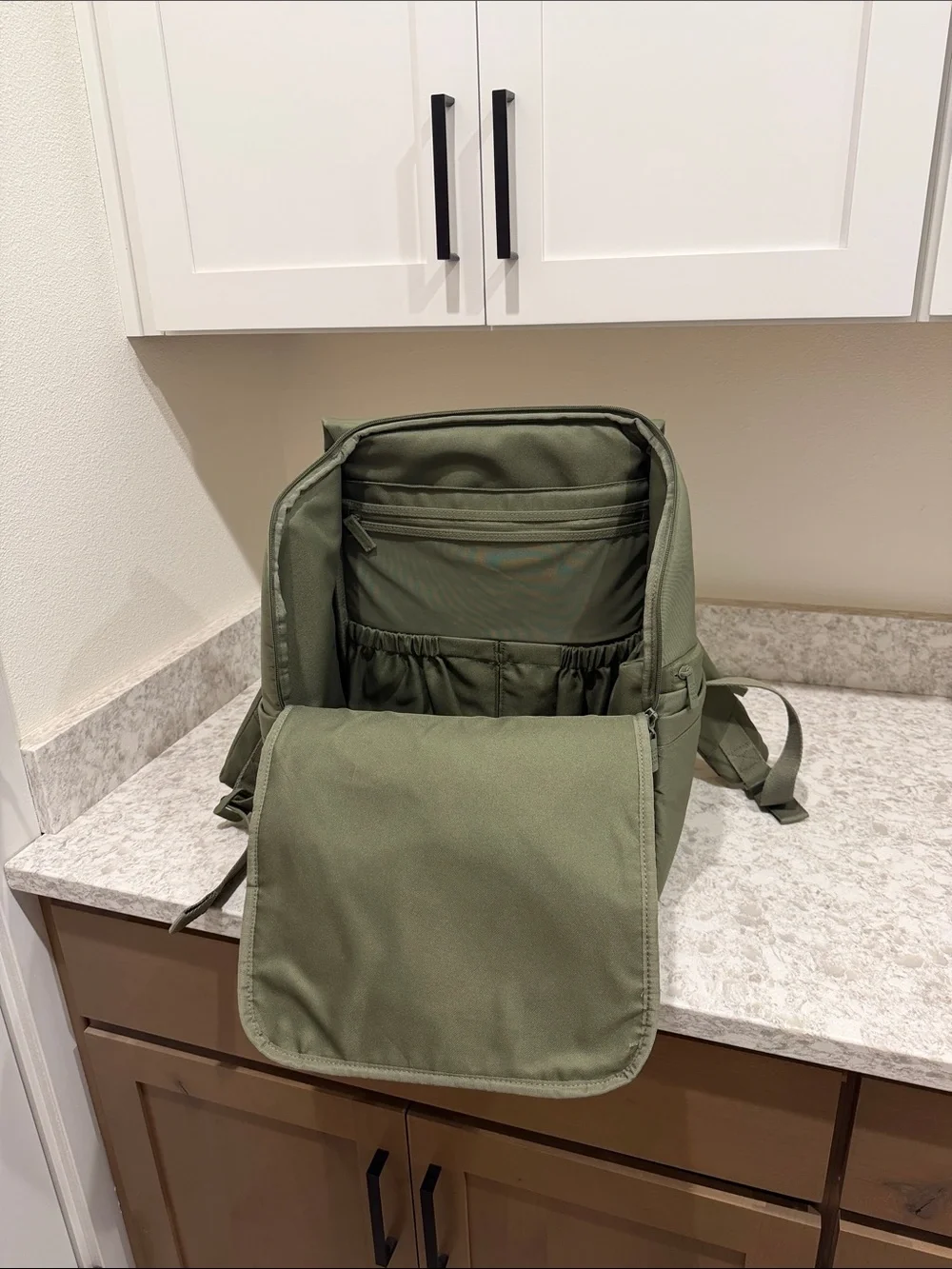 BEIS Olive Green Baby Bag Backpack